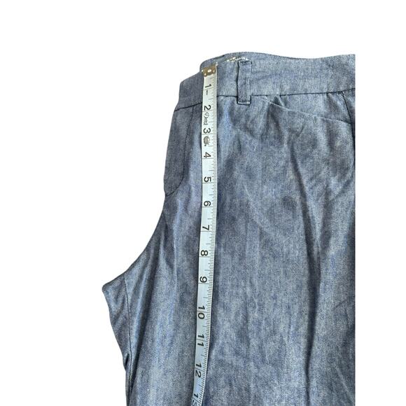 Old Navy Blue Chambray Office Work Business Mid-Rise Pixie Dress Pants Size 10 - Picture 8 of 10